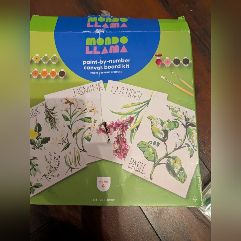 Paint-by-Number Canvas Board Kit - Green and White